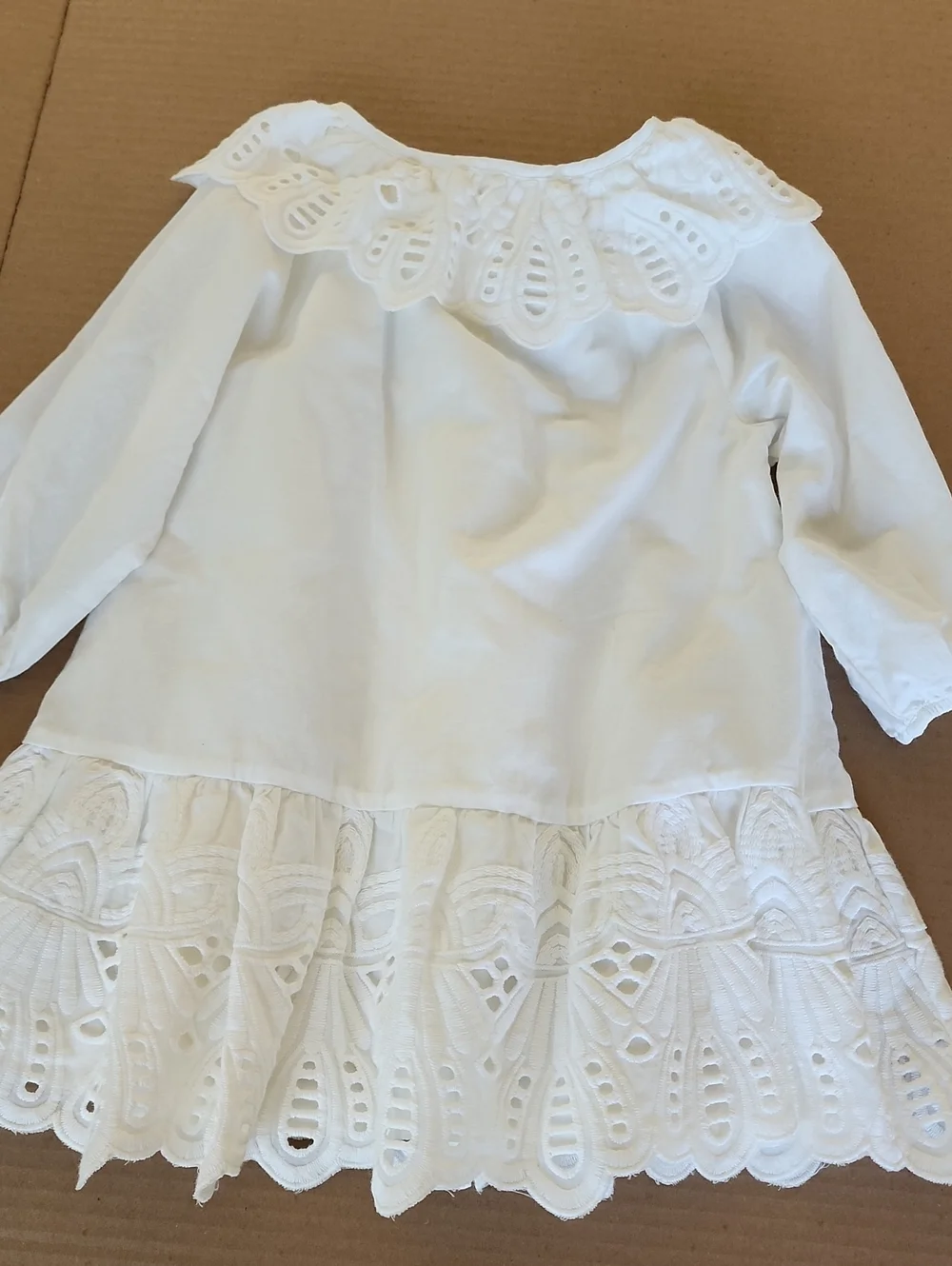 Zara Kids White Eyelet Button-Front Dress, Size 4 years